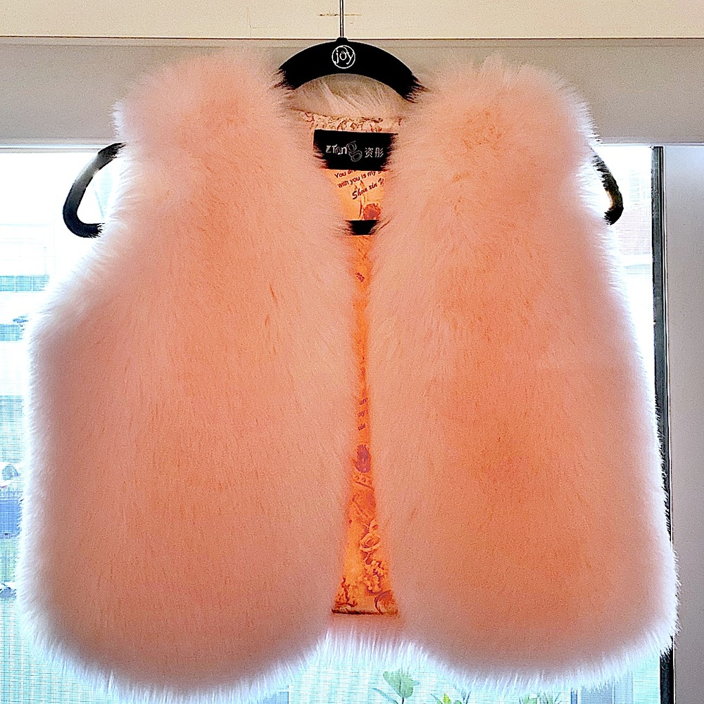Girls Vintage Faux Fur Sleeveless Jacket / Vest